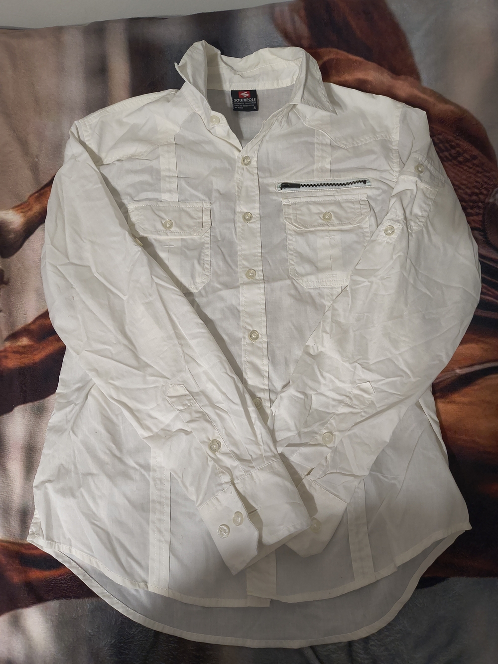 South Pole White Shirt with Red Logo Tag